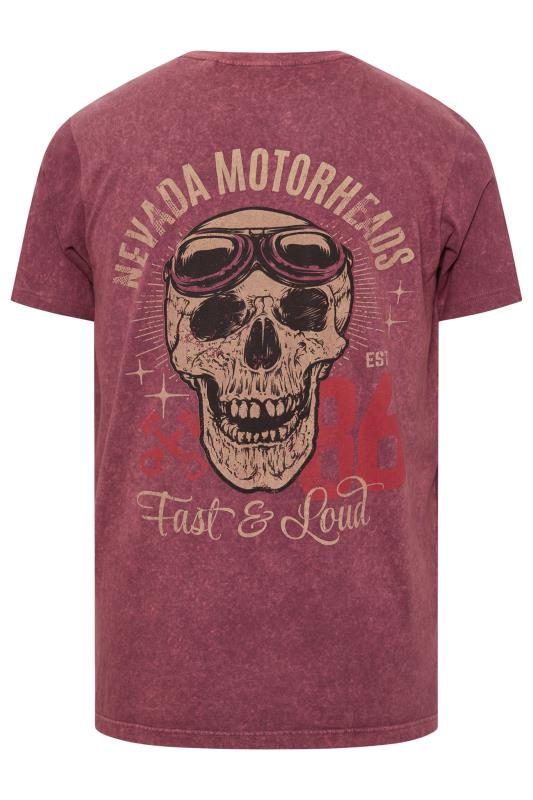 BadRhino Big & Tall Red Acid Wash 'Nevada Motorheads' Slogan T-Shirt | BadRhino 6