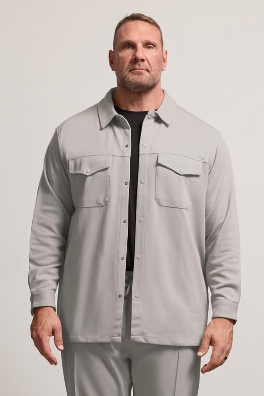 Men's  BadRhino Big & Tall Natural Brown Textured Jersey Shacket