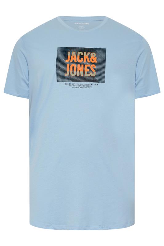 JACK & JONES Big & Tall 3 PACK Blue Branded Logo Print T-Shirts | BadRhino 2