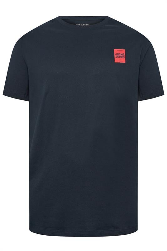 JACK & JONES Big & Tall 3 Pack Green, Navy Blue & Black Logo T-Shirts | BadRhino 6