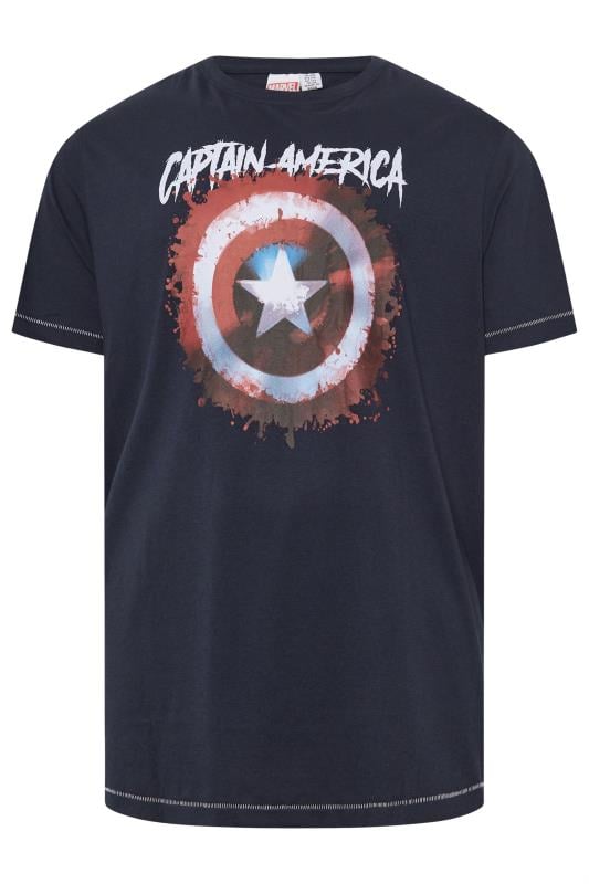 D555 Big & Tall Navy Blue 'Captain America' T-Shirt | BadRhino 1