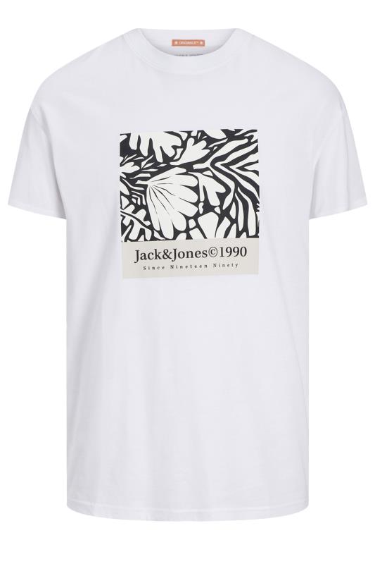 JACK & JONES Big & Tall White Branded Graphic Short Sleeve T-Shirt | BadRhino 1