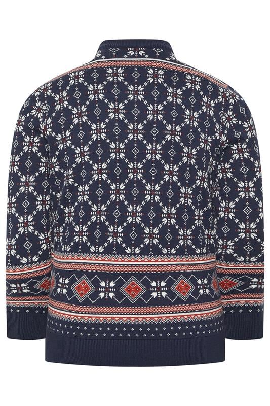 BadRhino Big & Tall Navy Blue Fairisle Grinch Christmas Jumper | BadRhino 5