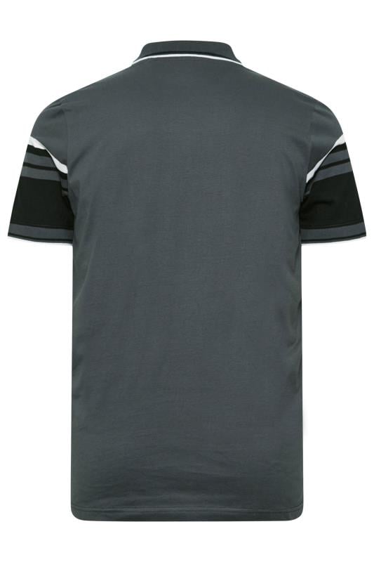 BadRhino Big & Tall Grey & Black Colourblock Stripe Polo Shirt | BadRhino 4