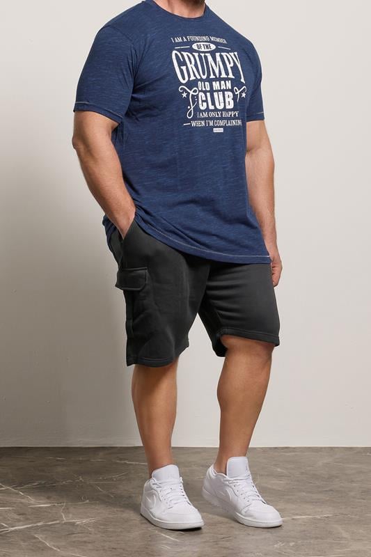  D555 Big & Tall Black Elastic Waist Cargo Shorts