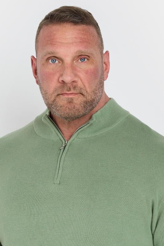 BadRhino Big & Tall Green Milano Quarter Zip Jumper | BadRhino 3