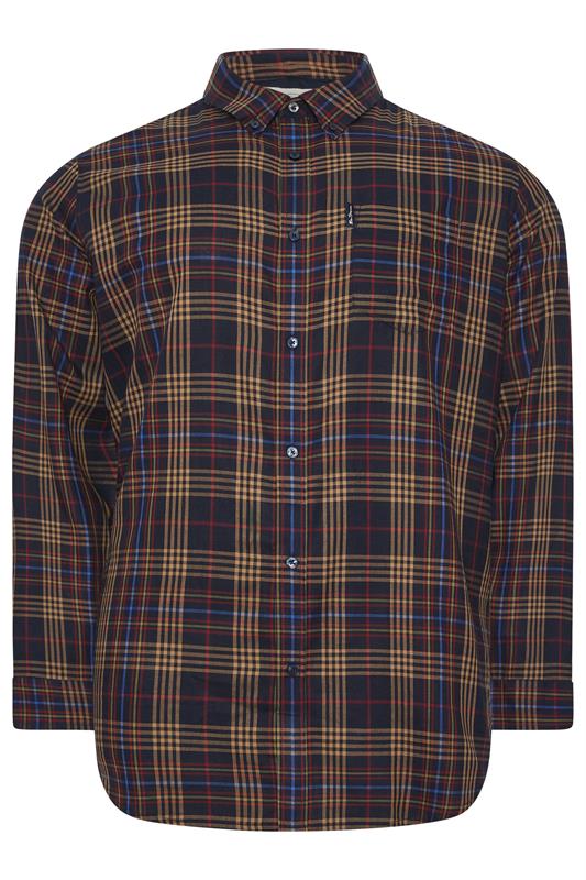 BEN SHERMAN Big & Tall Navy Blue Check Shirt | BadRhino 1