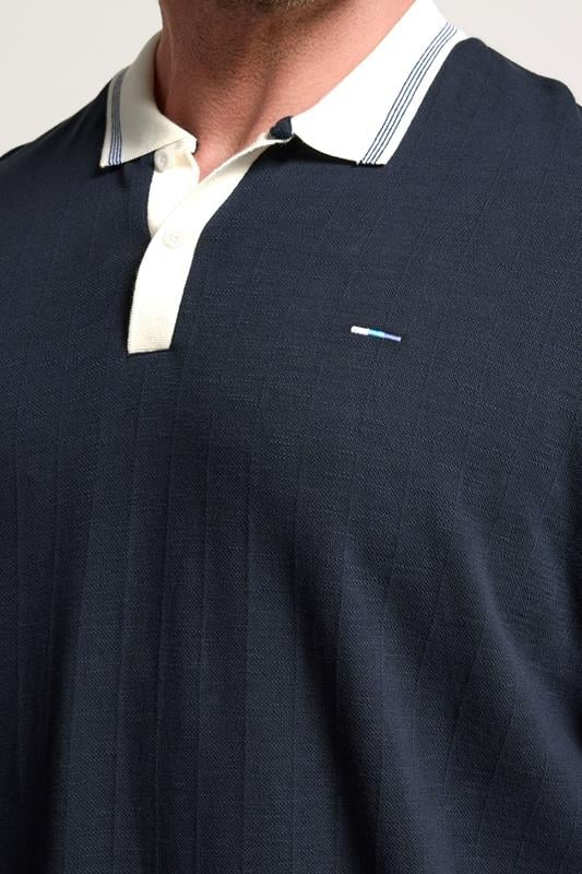 BadRhino Big & Tall Navy Blue Tipped Short Sleeve Polo Shirt | BadRhino 5