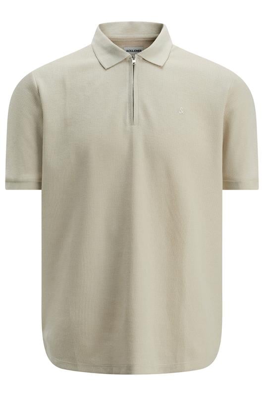 JACK & JONES Big & Tall Black Zip Neck Polo Shirt | BadRhino 1