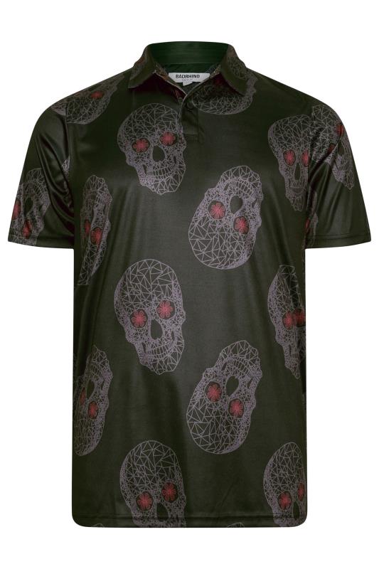 BadRhino Golf Big & Tall Black Skull Print Polo Shirt | BadRhino 3