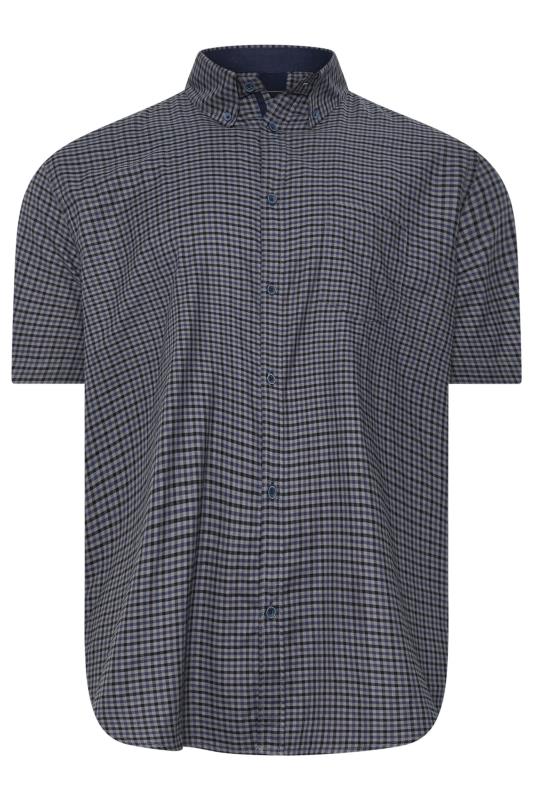 KAM Big & Tall Charcoal Grey Short Sleeve Gingham Print Shirt | BadRhino 1