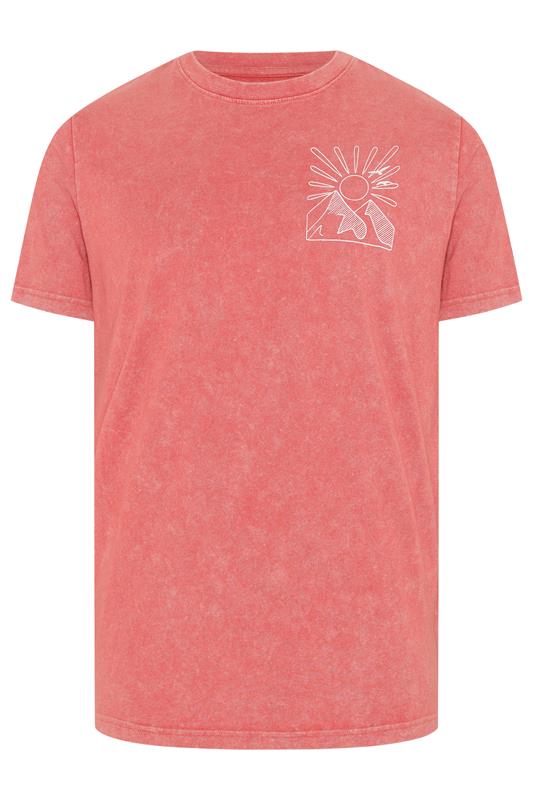 BadRhino Red Extra Long Acid Wash Sunset Print Tee | BadRhino 6
