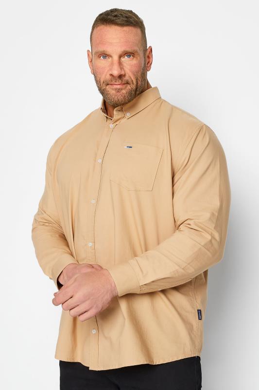 Men's  BadRhino Big & Tall Brown Ice Coffee Long Sleeve Oxford Shirt
