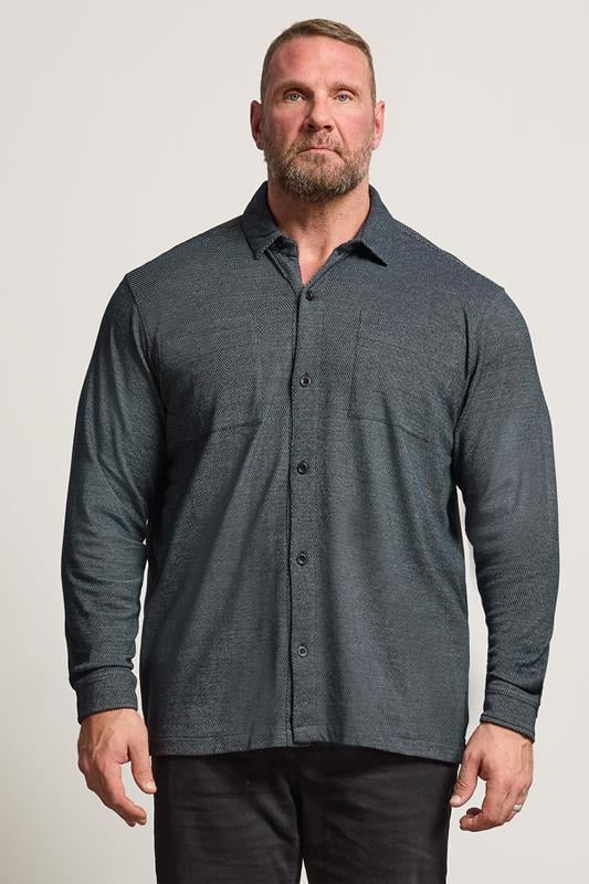 Men's  STUDIO A Big & Tall Navy Blue Button Through Shirt