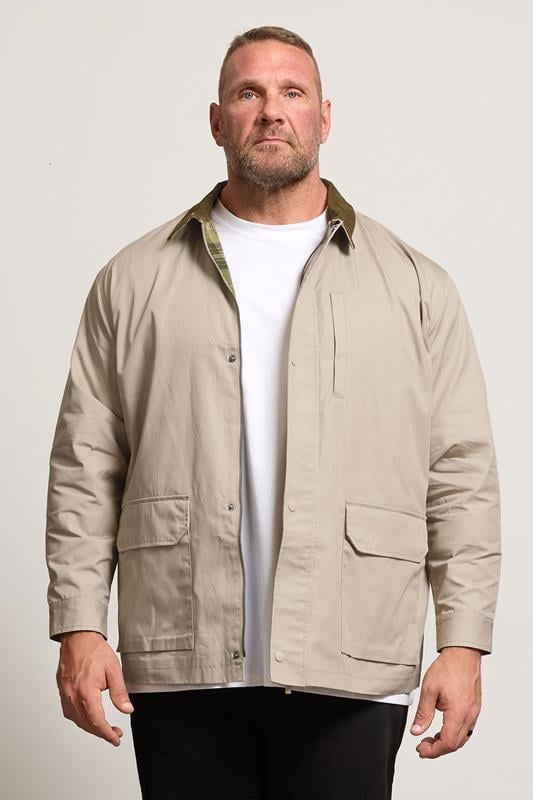Men's  BadRhino Big & Tall Natural Brown Checked Lined Worker Jacket