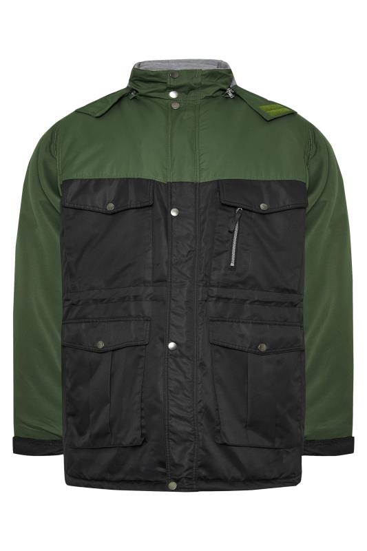 BadRhino Big & Tall Green & Black Fleece Lined Hooded Coat | BadRhino 4