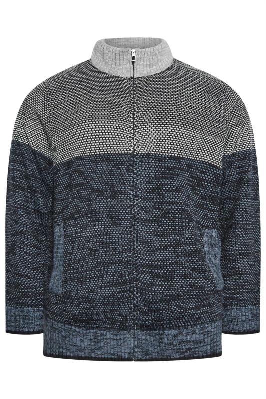 BadRhino Big & Tall Blue Full Zip Fleece Lined Knitted Jumper | BadRhino 3