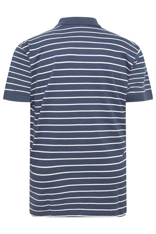 KAM Big & Tall Vintage Indigo Blue Stripe Print Polo Shirt | BadRhino 4