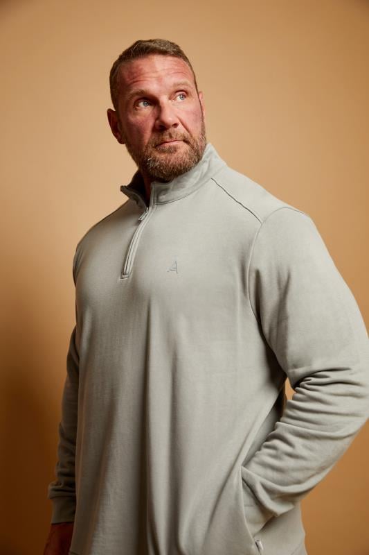 STUDIO A Big & Tall Grey Quarter Zip Sweatshirt | BadRhino 1