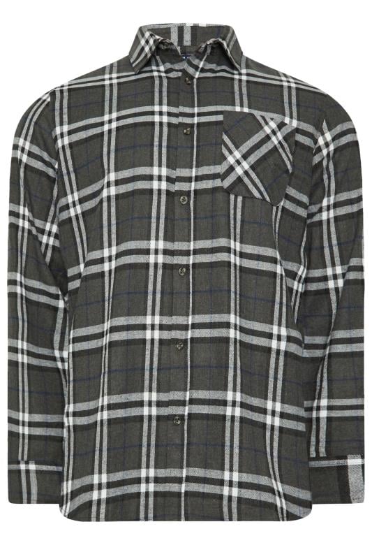 BadRhino Big & Tall Grey Long Sleeve Check Shirt | BadRhino 4