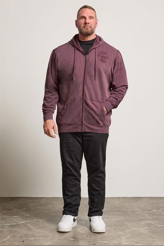 KAM Big & Tall Purple Acid Wash Zip Through Hoodie | BadRhino 2