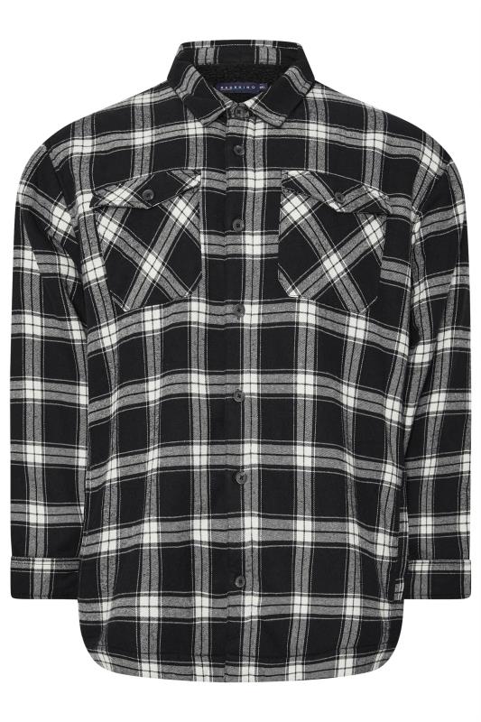 BadRhino Big & Tall Black Checked Borg Shacket | BadRhino 3