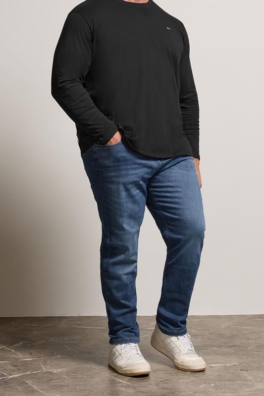 Men's  BadRhino Big & Tall Blue Mid Rinse Stretch Jeans