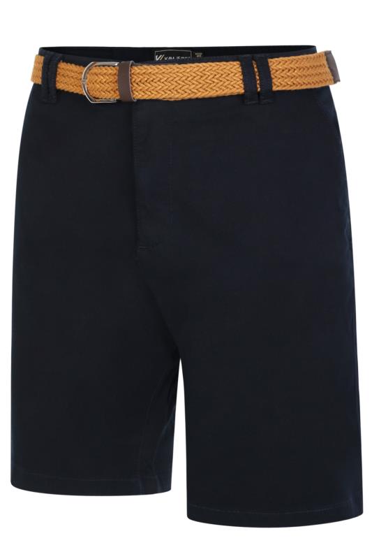 KAM Big & Tall Navy Blue Belted Oxford Shorts | BadRhino  3