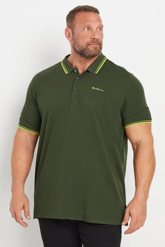 BEN SHERMAN Big & Tall Camo Green Signature Pique Polo Shirt | BadRhino 1