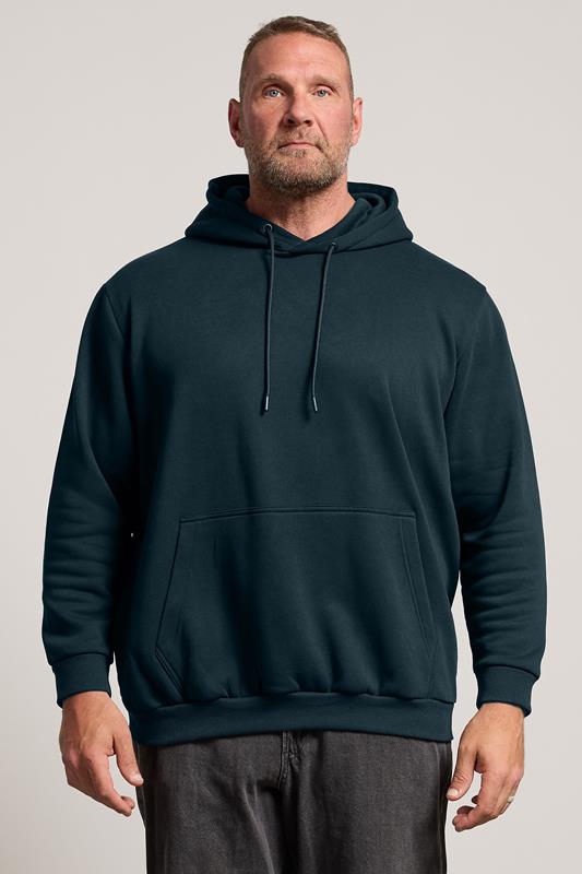  JACK & JONES Big & Tall Navy Blue Plain Hoodie