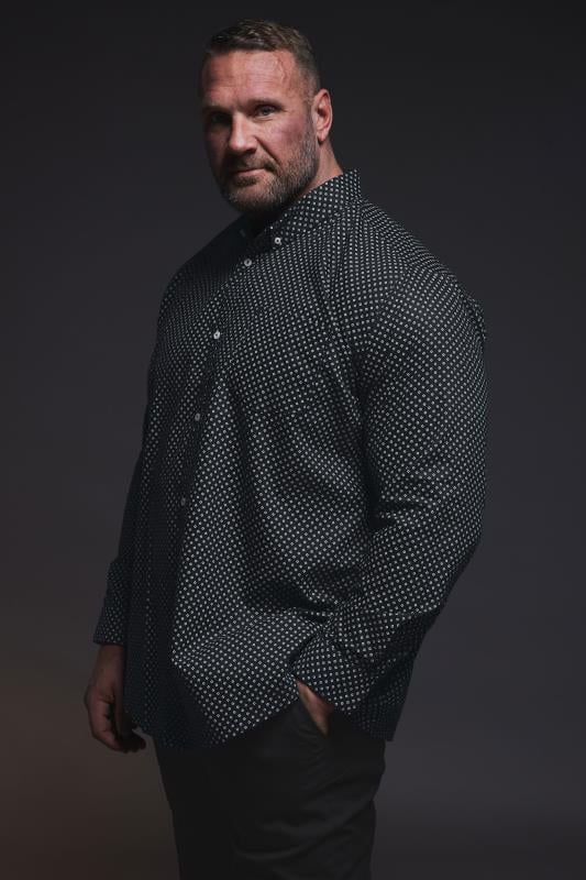 Men's  BadRhino Big & Tall Black Geometric Print Party Shirt