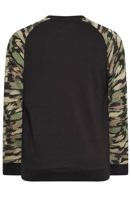 BadRhino Big & Tall Black & Green Camo Sleeve Raglan Sweatshirt | BadRhino 3