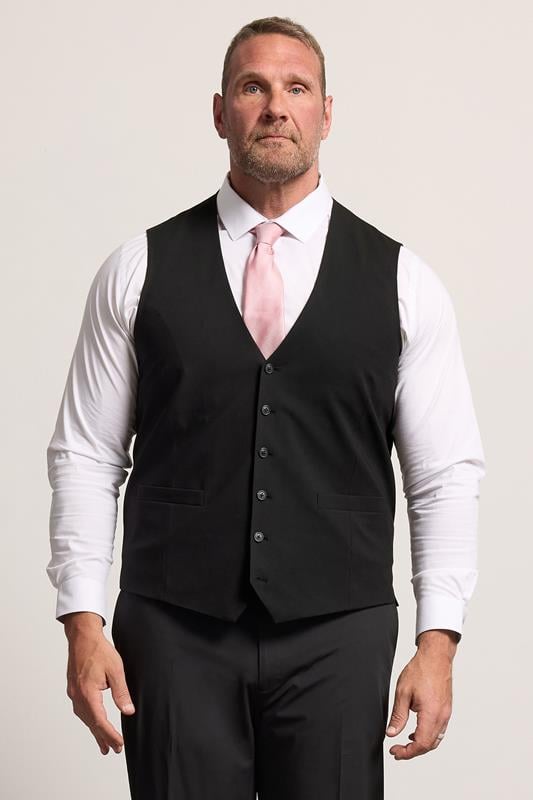 D555 Big & Tall Black Suit Waistcoat