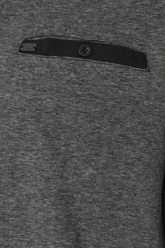 KAM Big & Tall Grey Sweat Long Sleeve Polo Shirt | BadRhino 3