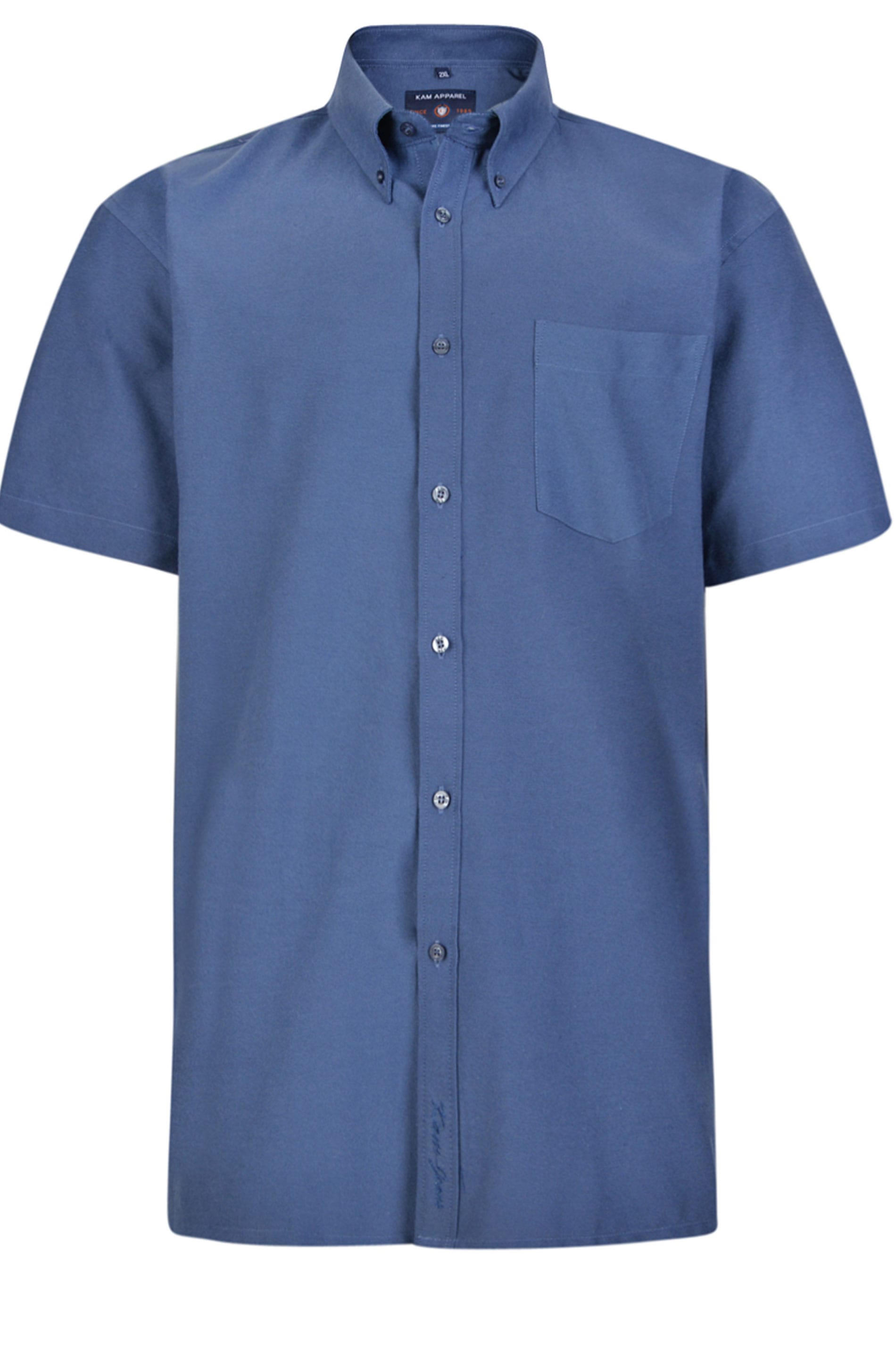 KAM Navy Oxford Short Sleeve Shirt | BadRhino