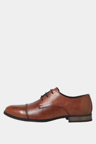 JACK & JONES Big & Tall Brown Leather Derby Shoes | BadRhino