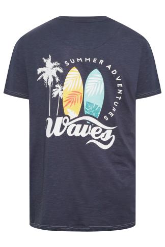 KAM Big & Tall Navy Blue 'Summer Adventure' Print T-Shirt | BadRhino