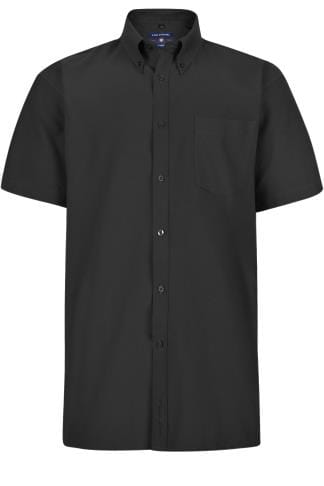KAM Big & Tall Black Oxford Short Sleeve Shirt | BadRhino