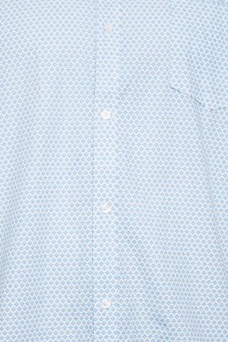 BadRhino Big & Tall White & Blue Geometric Print Poplin Shirt | BadRhino