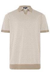BadRhino Big & Tall Stone Brown Pattern Knitted Trophy Polo