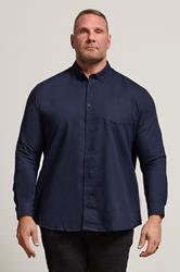 BadRhino Big & Tall Navy Blue Long Sleeve Oxford Shirt | BadRhino 1