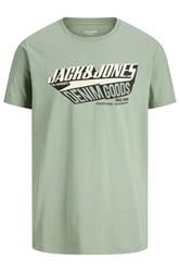 JACK & JONES Big & Tall Iceberg Green Logo Chest Print T-Shirt | BadRhino 1