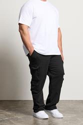 BadRhino Big & Tall Black Acid Wash Double Pocket Cargo Trousers | BadRhino 3