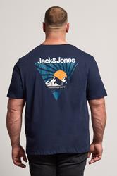 JACK & JONES Big & Tall Navy Blue Crew Neck Graphic T-Shirt | BadRhino 3