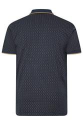 KAM Indigo Blue Geometric Print Short Sleeve Polo Shirt | BadRhino 2