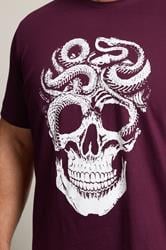 BadRhino Big & Tall Burgundy Red Skull & Snake Graphic T-Shirt | BadRhino 4