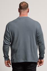 BadRhino Big & Tall Storm Blue Waffle Texture Long sleeve T-Shirt | BadRhino 3