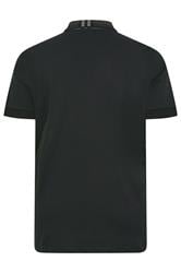 LYLE & SCOTT Big & Tall Black Tartan Collar Polo Shirt | BadRhino 4
