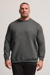 BadRhino Big & Tall Grey Premium Crew Neck Sweatshirt | BadRhino 1
