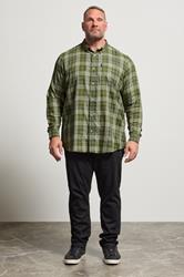 BEN SHERMAN Big & Tall Green Check Shirt | BadRhino 2